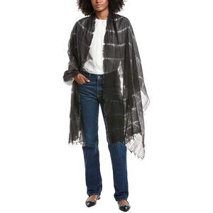 Forte Cashmere Open Weave Shawl, Black